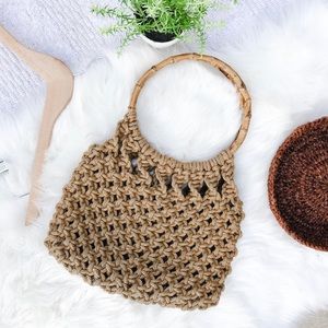 Vintage Knit Bamboo Ring Bag
